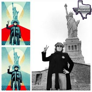 Obey Giant Lennon Peace and Liberty Red & Blue Set Signed Shepard Fairey 18x24